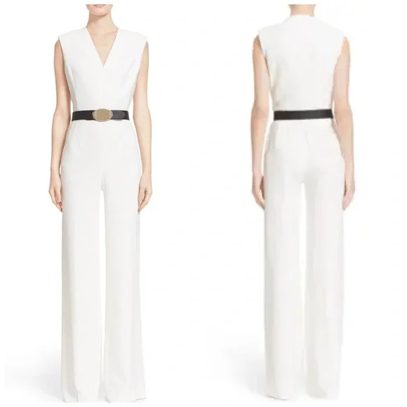 NWT Escada White Zip Front Belted Wide Leg Jumpsuit  Sz.34  Modern Capsule - Picture 3 of 7